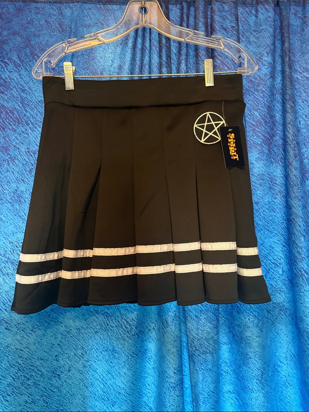 Spirit Black Pleated Skater Mini with white Stripe Trim